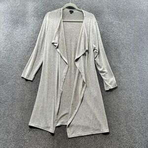 Talbots Duster Cardigan Women Small Gray Open Front Cotton Blend Classic Neutral